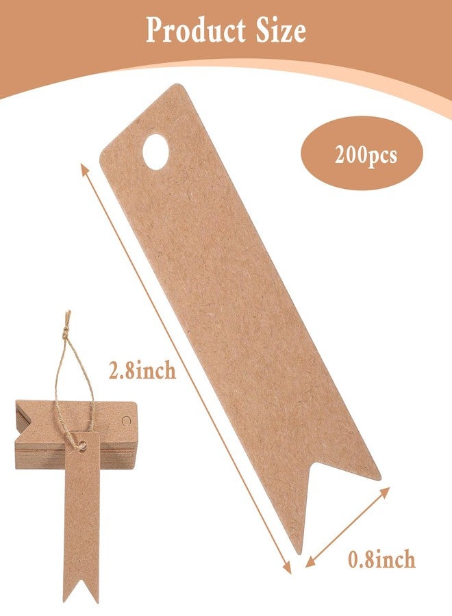 Gtziqa 200 Pcs Brown Gift Tags, Mini Paper Gift Tags with String 2.8 x 0.8 in Blank Small Tag with Jute Twine for DIY Arts Wedding Christmas Party Favors - Image 3